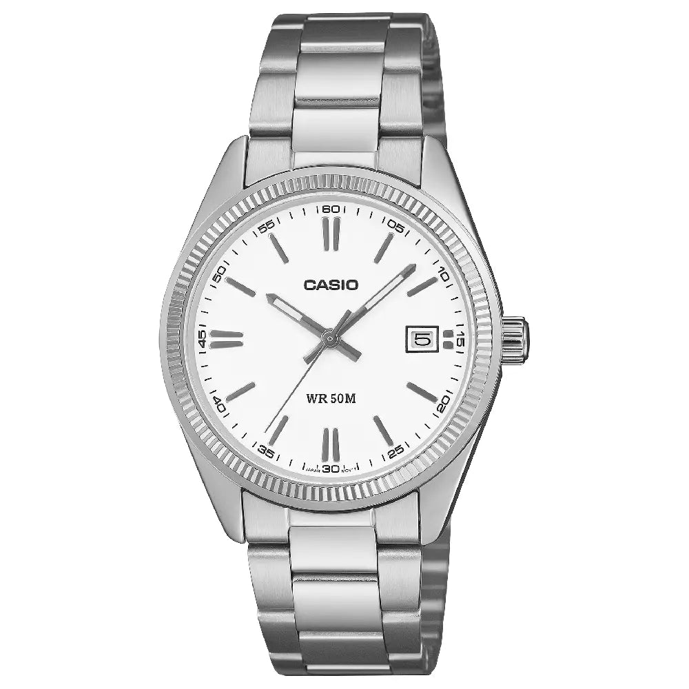 Casio Enticer Quartz Fluted 35mm UTP-1302PD-7AVDF White Dial Stainless Steel Unisex Watch