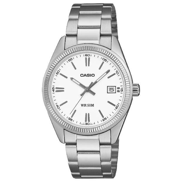 Casio Enticer Quartz Fluted 35mm UTP-1302PD-7AVDF White Dial Stainless Steel Unisex Watch