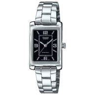 Casio Enticer Tonneau 21mm LTP-1234DD-1ADF Black Dial Stainless Steel Women's Watch