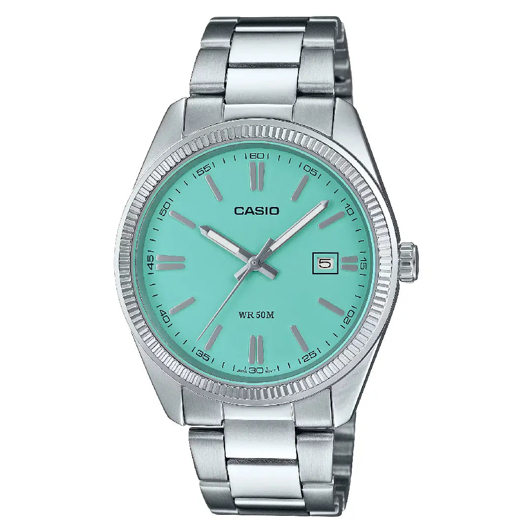 Casio Classic MTP-1302PD-2A2VEF Rare Analog Tiffany Dial Stainless Steel Men's Watch