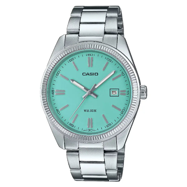 Casio Classic MTP-1302PD-2A2VEF Rare Analog Tiffany Dial Stainless Steel Men's Watch