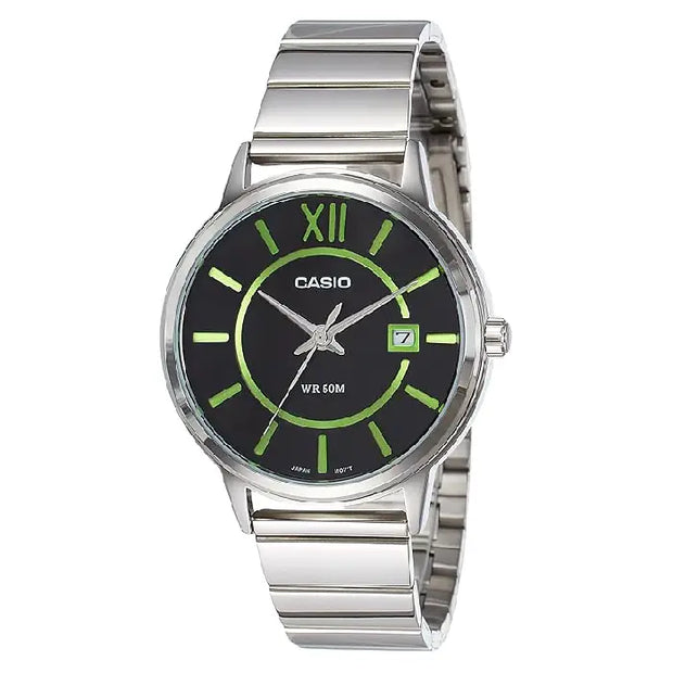 Casio Enticer MTP-E134D-1BVDF Date Analog Black Dial Stainless Steel Men's Watch