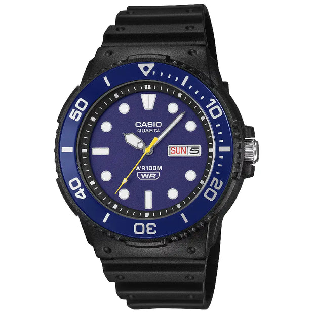 Casio Marine Analogue Quartz Diver "Blue Diver" 44.6mm MRW-230H-2EVDF Blue Dial Resin Strap Men's Watch