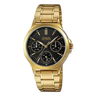 Casio Enticer Ladies LTP-V300G-1AUDF Multi-hand Analog Black Dial Stainless Steel Women's Watch