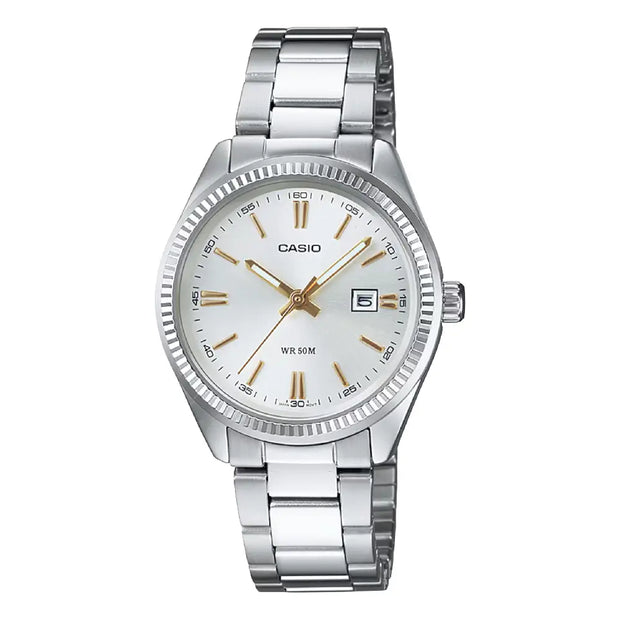 Casio Enticer Ladies Analog LTP-1302D-7A2VDF Silver Dial Stainless Steel Women's Watch