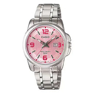 Casio Enticer Ladies Analog LTP-1314D-5AVDF Pink Dial Stainless Steel Women's Watch