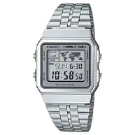 Casio Vintage Digital A500WA-7DF World Time Grey Dial Stainless Steel Unisex Watch