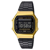 Casio Vintage Digital A168WEGB-1BDF Black Dial Stainless Steel Unisex Watch