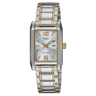 Casio Classic Analog Rectangular LTP-1235SG-7ADF Silver Dial Two-Tone Stainless Steel Women's Watch