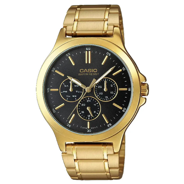 Casio Enticer MTP-V300G-1AUDF Analog Multi-Dial Black Dial 41.5mm Stainless Steel Men's Watch