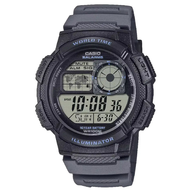 Casio World Time Digital AE-1000W-8AVDF Black Dial Resin Strap Men's Watch
