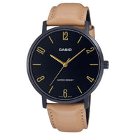 Casio Analog MTP-VT01BL-1BUDF Black Dial Leather Strap Men's Watch