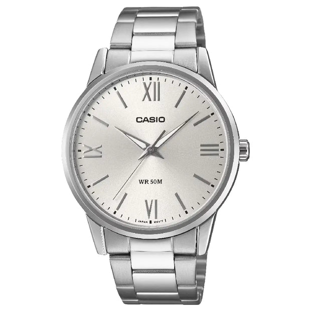 Casio Enticer Classic Analog MTP-1303DD-7A Silver Dial Stainless Steel Men's Watch