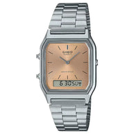 Casio Analog-Digital AQ-230A-4AMQYDF Rose Gold Dial Stainless Steel Unisex Watch