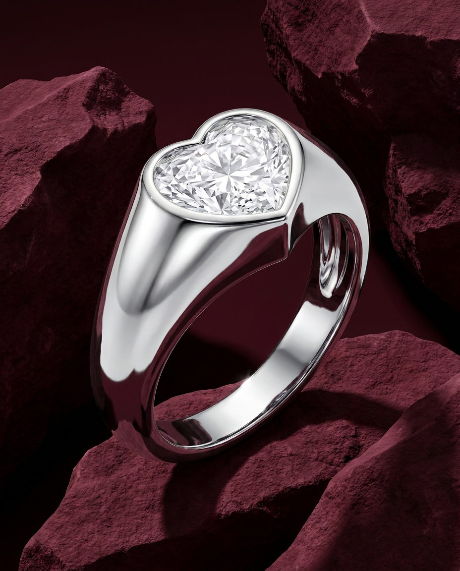 The Sculpted Heart Luminous Statement Ring
