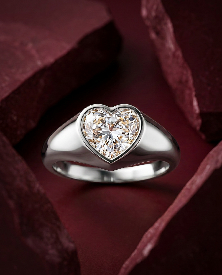 The Sculpted Heart Luminous Statement Ring