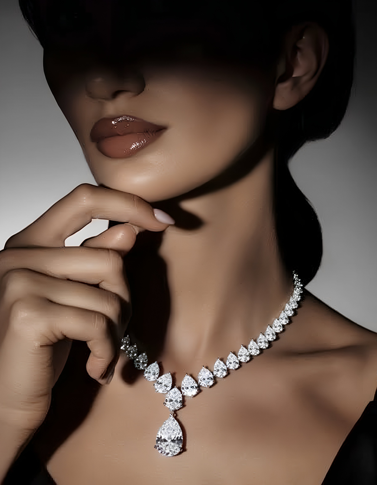 18K White Gold Pear Drop Lab-Grown Diamond Necklace – 25.80ct.