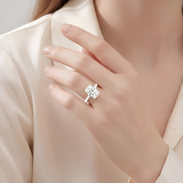 18K White Gold Oval Lab-Grown Diamond Solitaire Ring – 4.00ct.