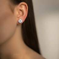 18K Yellow Gold Round Lab-Grown Diamond Stud Earrings – 2.10ct.