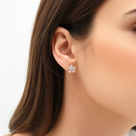 18K Yellow Gold Floral Marquise Lab-Grown Diamond Stud Earrings – 0.90ct.