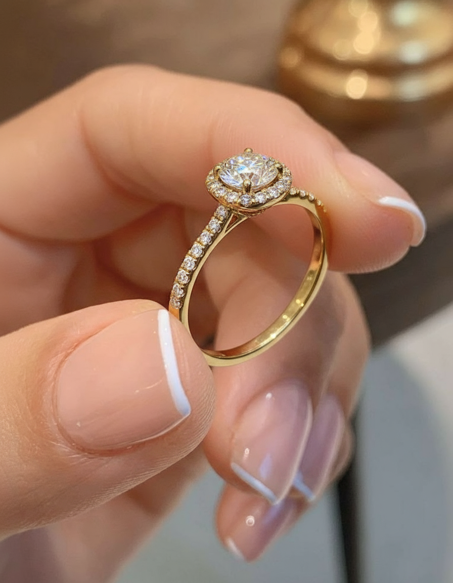18K Gold Round Brilliant Exquisite Diamond Band