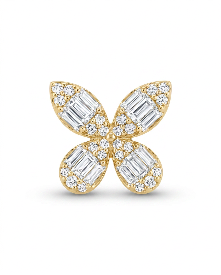 Enchanted Baguette Diamond Butterfly Earrings