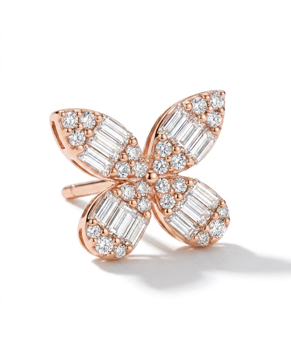 Enchanted Baguette Diamond Butterfly Earrings