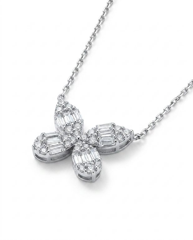 Enchanted Baguette Diamond Butterfly Necklace