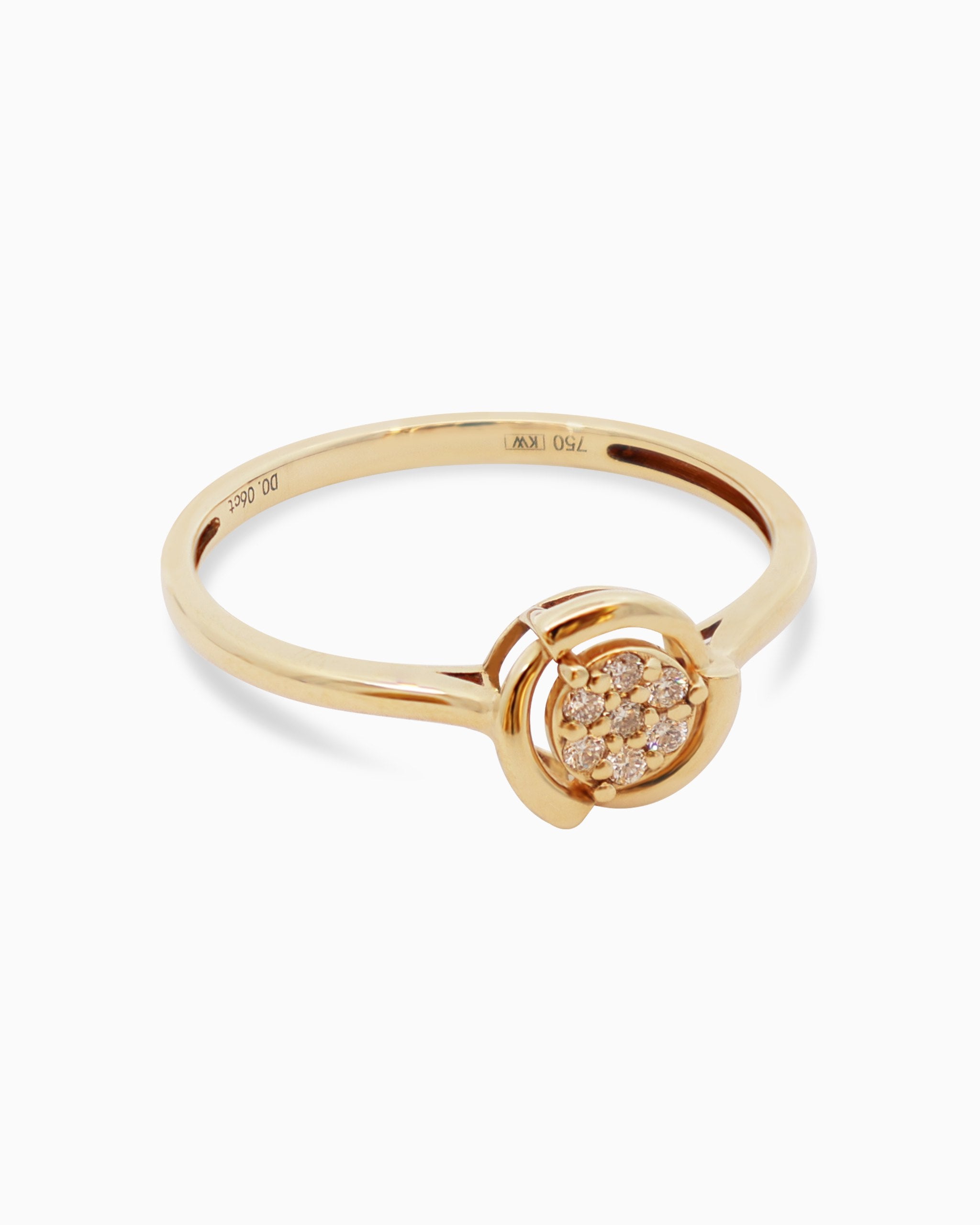 18K Gold Round Brilliant Diamond Graceful Solitaire Ring