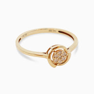 18K Gold Round Brilliant Diamond Graceful Solitaire Ring