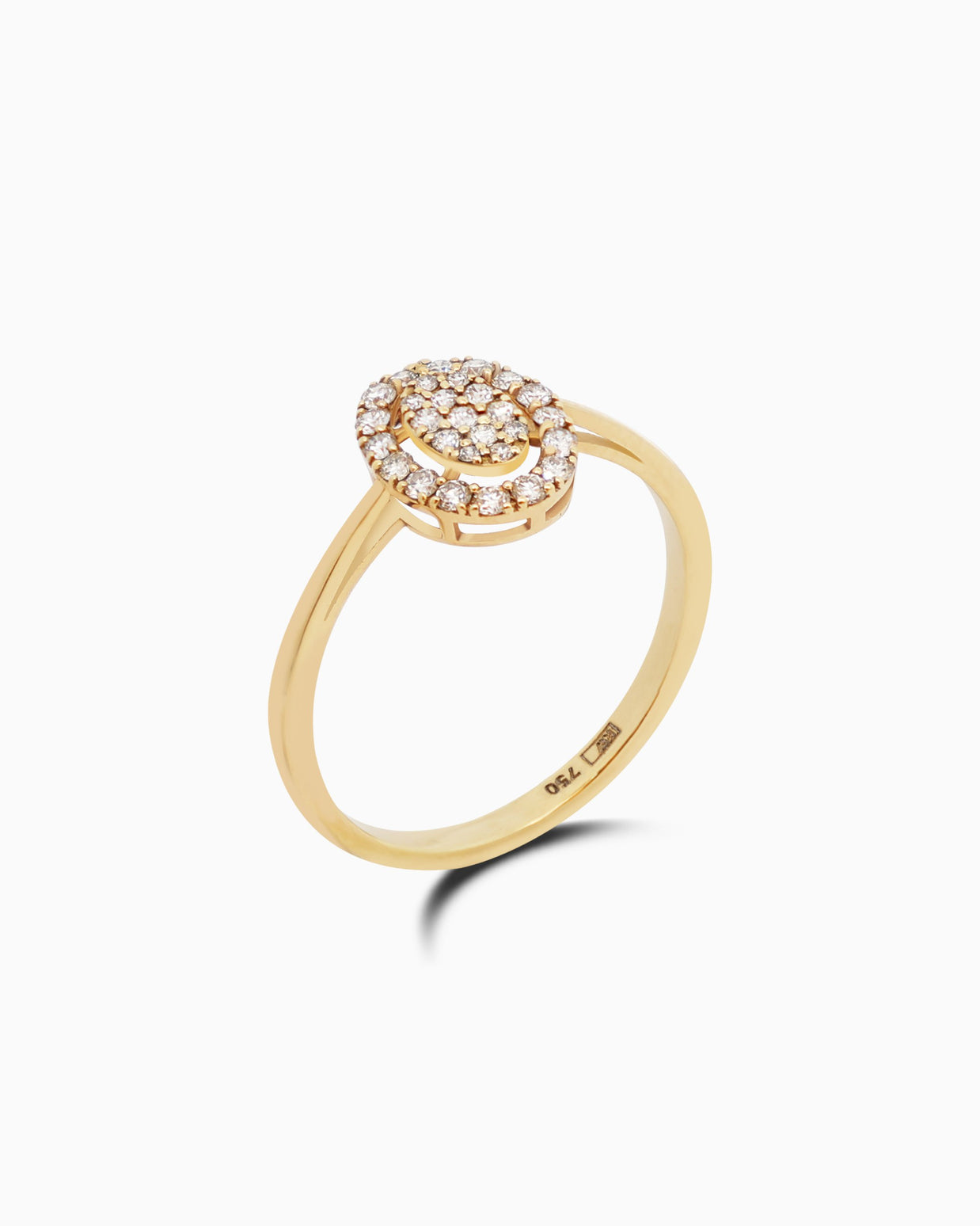 18K Gold Round Brilliant Diamond Refined Solitaire Ring