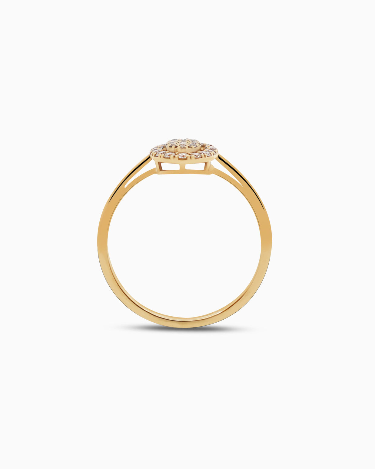 18K Gold Round Brilliant Diamond Refined Solitaire Ring