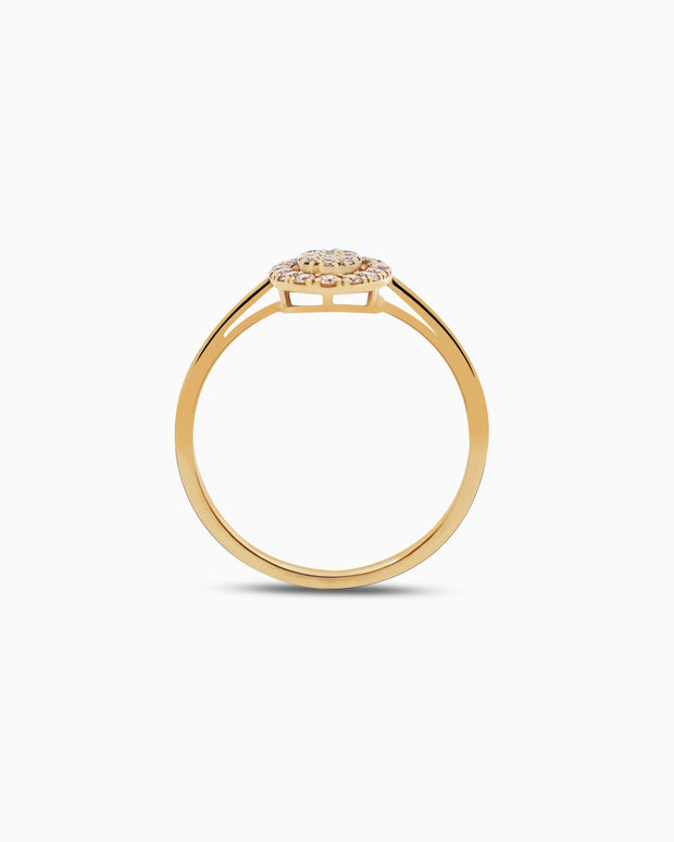 18K Gold Round Brilliant Diamond Refined Solitaire Ring
