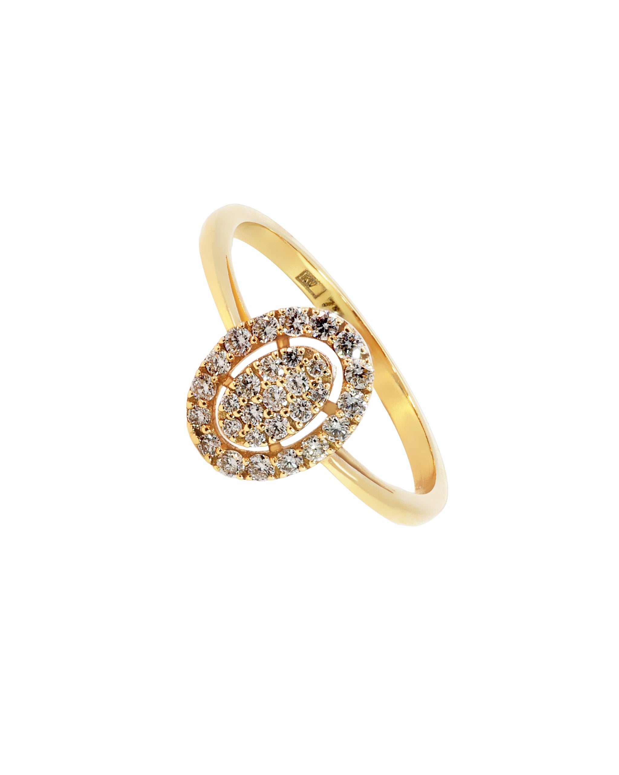 18K Gold Round Brilliant Diamond Refined Solitaire Ring