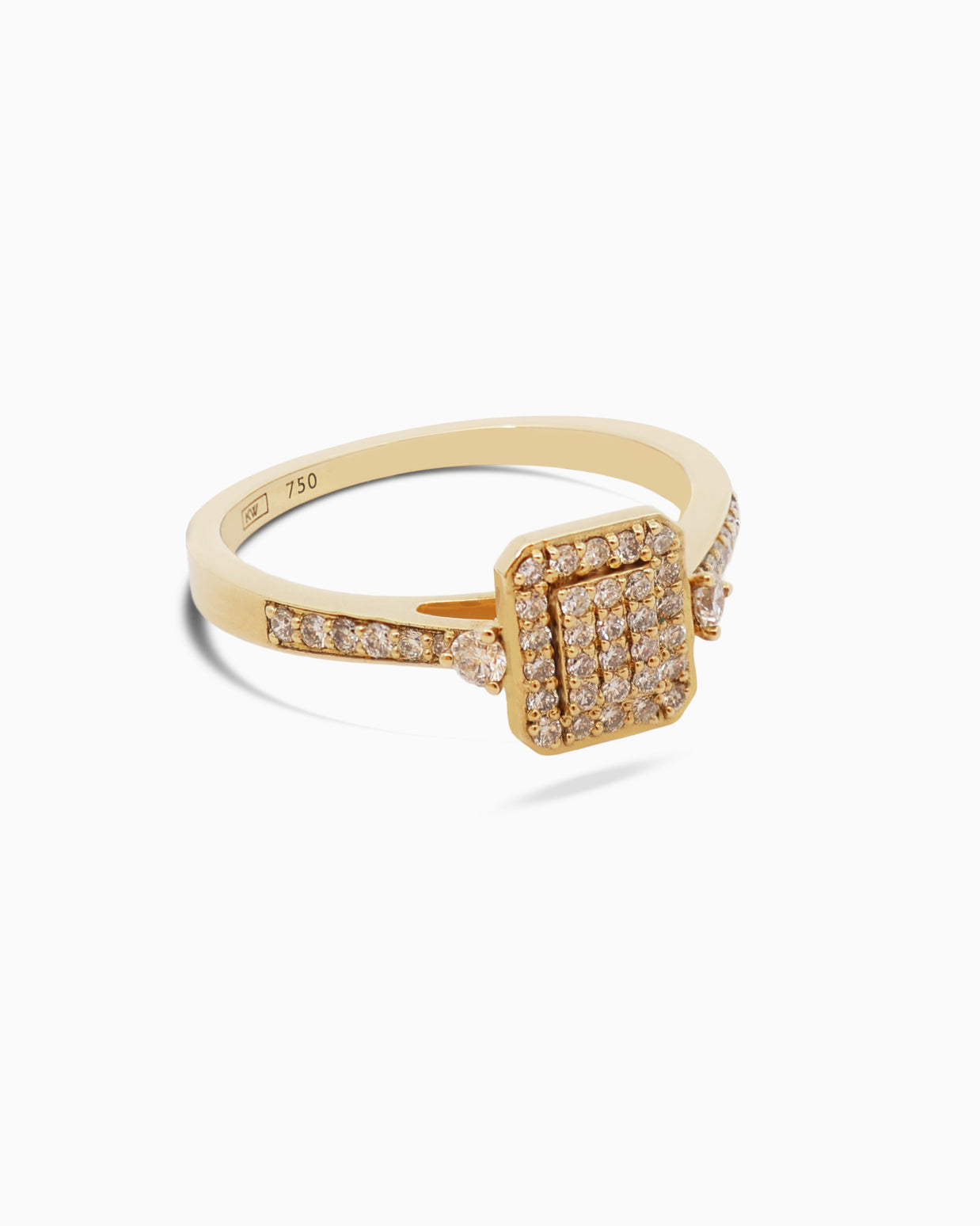 18K Gold Round Brilliant Diamond Bold Solitaire Ring