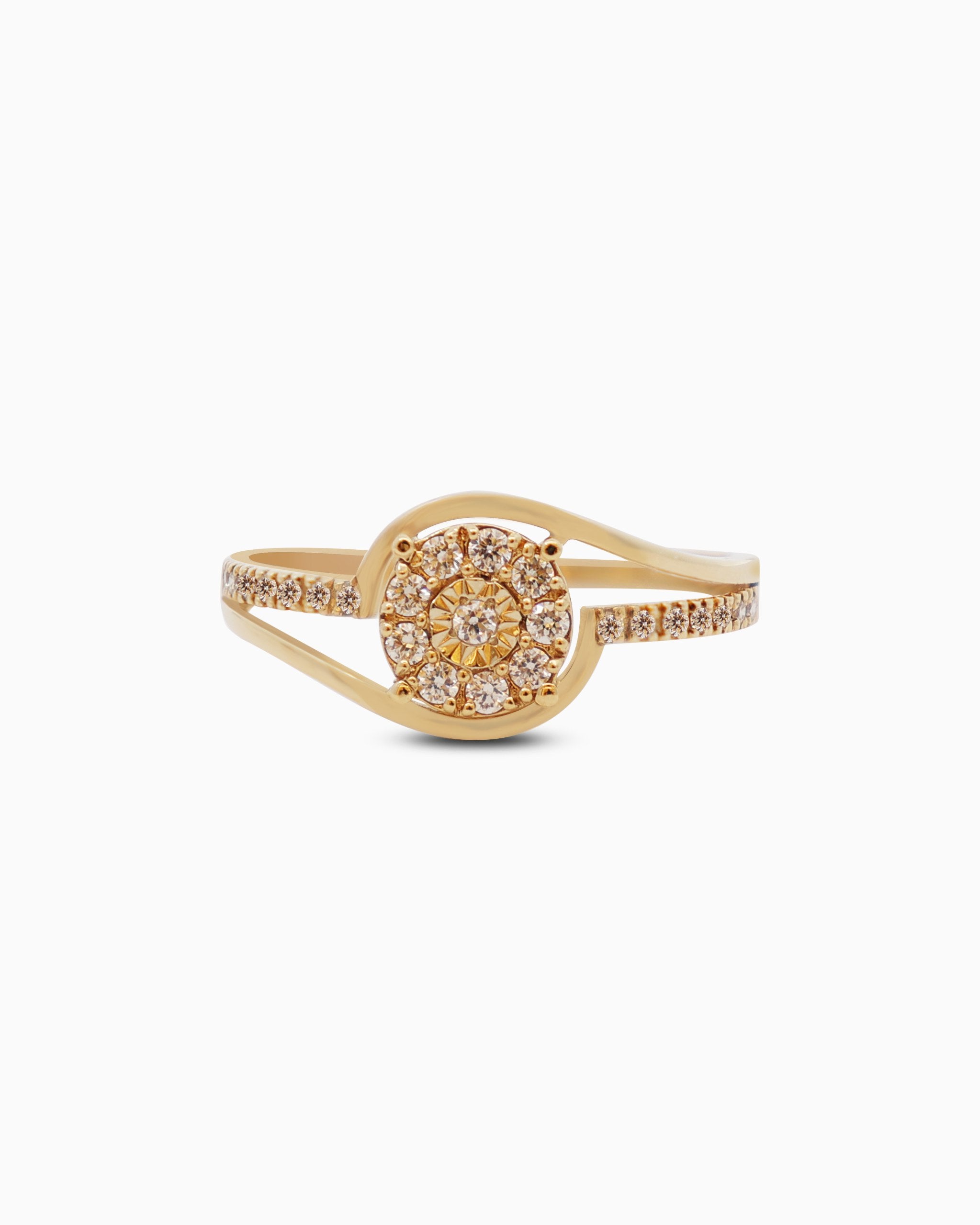18K Gold Round Brilliant Diamond Refined Solitaire Ring