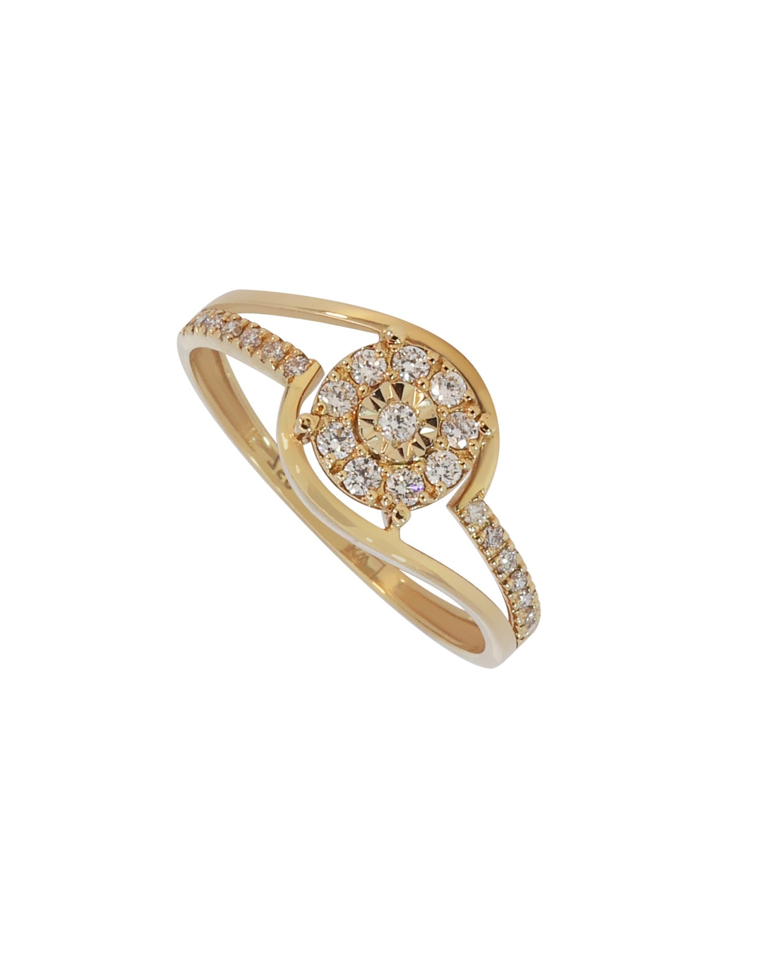 18K Gold Round Brilliant Diamond Refined Solitaire Ring