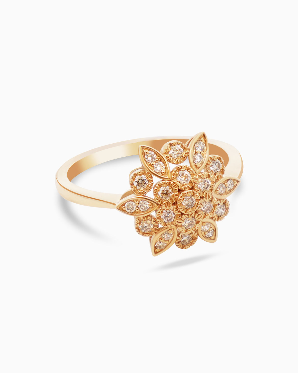 18K Gold Round Brilliant Diamond Refined Solitaire Ring