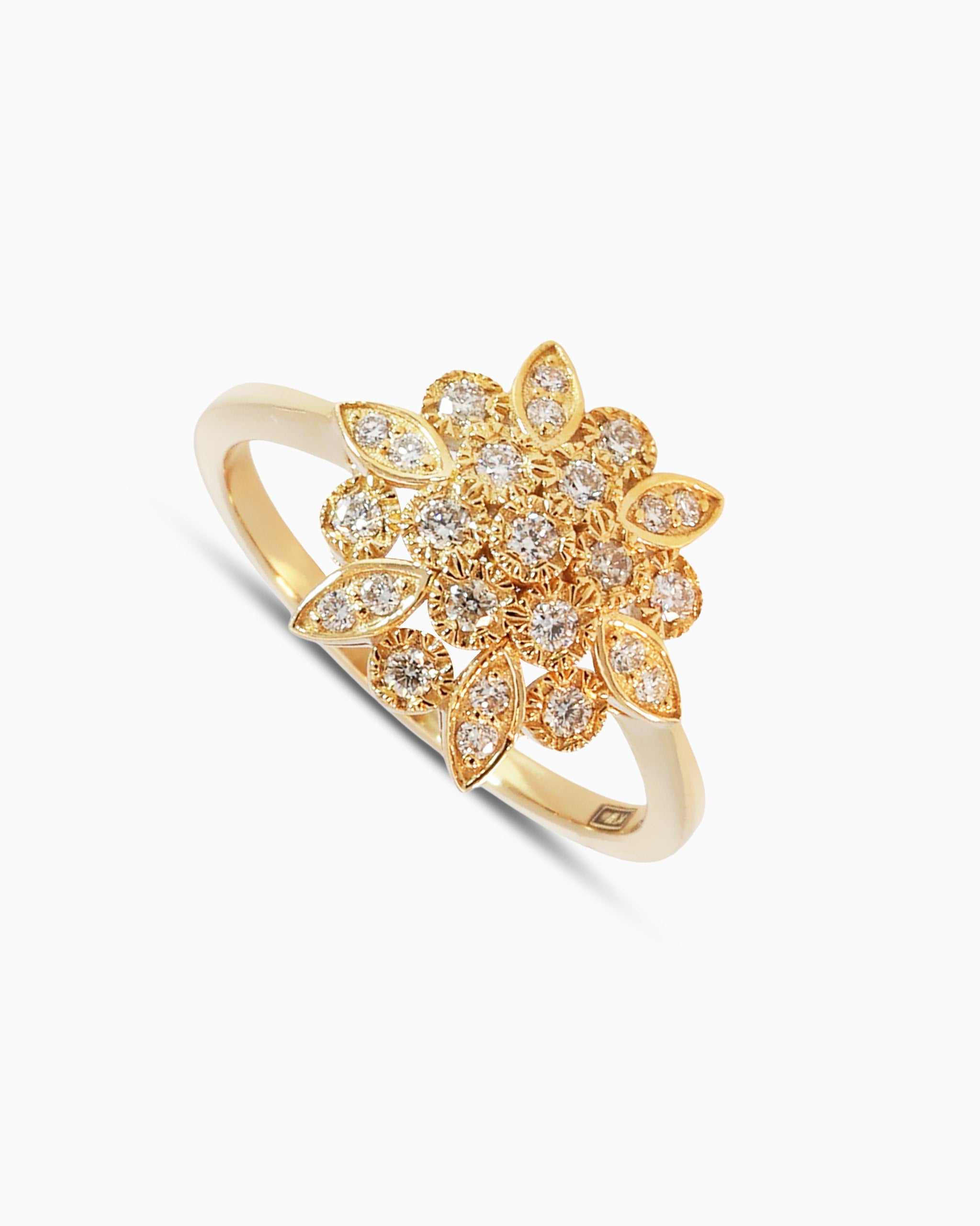 18K Gold Round Brilliant Diamond Refined Solitaire Ring