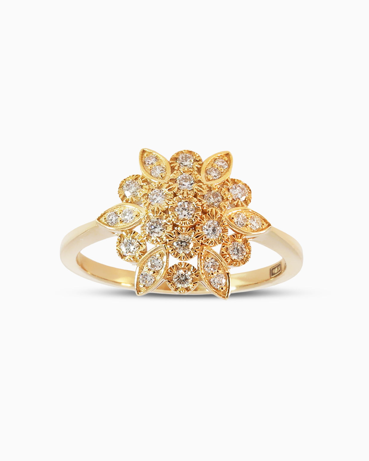18K Gold Round Brilliant Diamond Refined Solitaire Ring