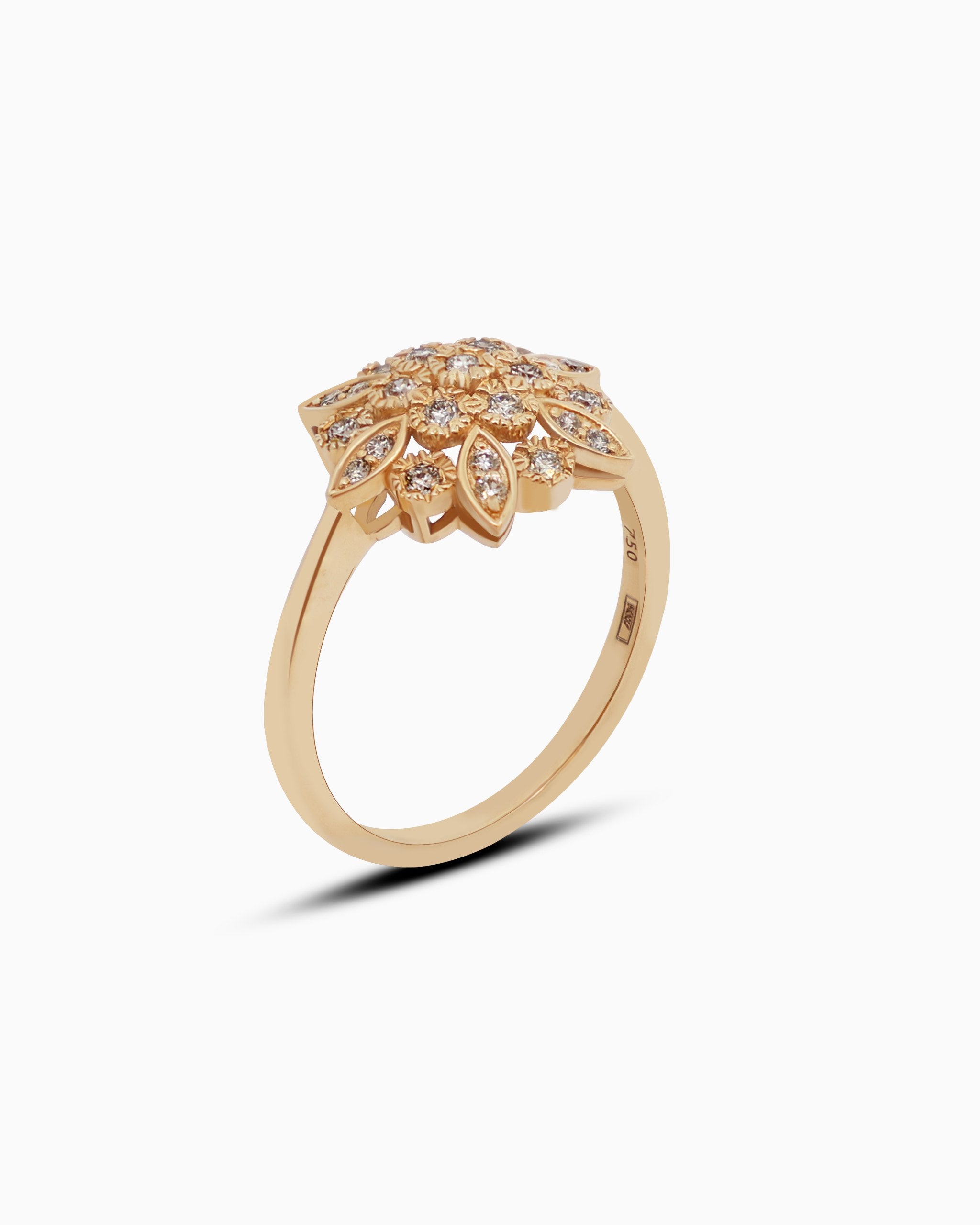 18K Gold Round Brilliant Diamond Refined Solitaire Ring