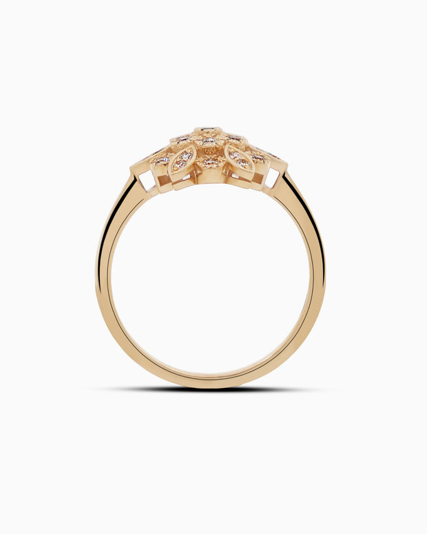 18K Gold Round Brilliant Diamond Refined Solitaire Ring