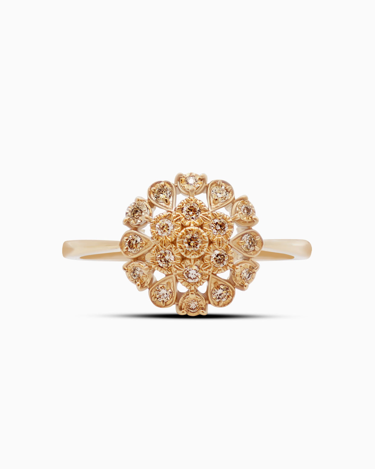 18K Gold Round Brilliant Diamond Bold Solitaire Ring