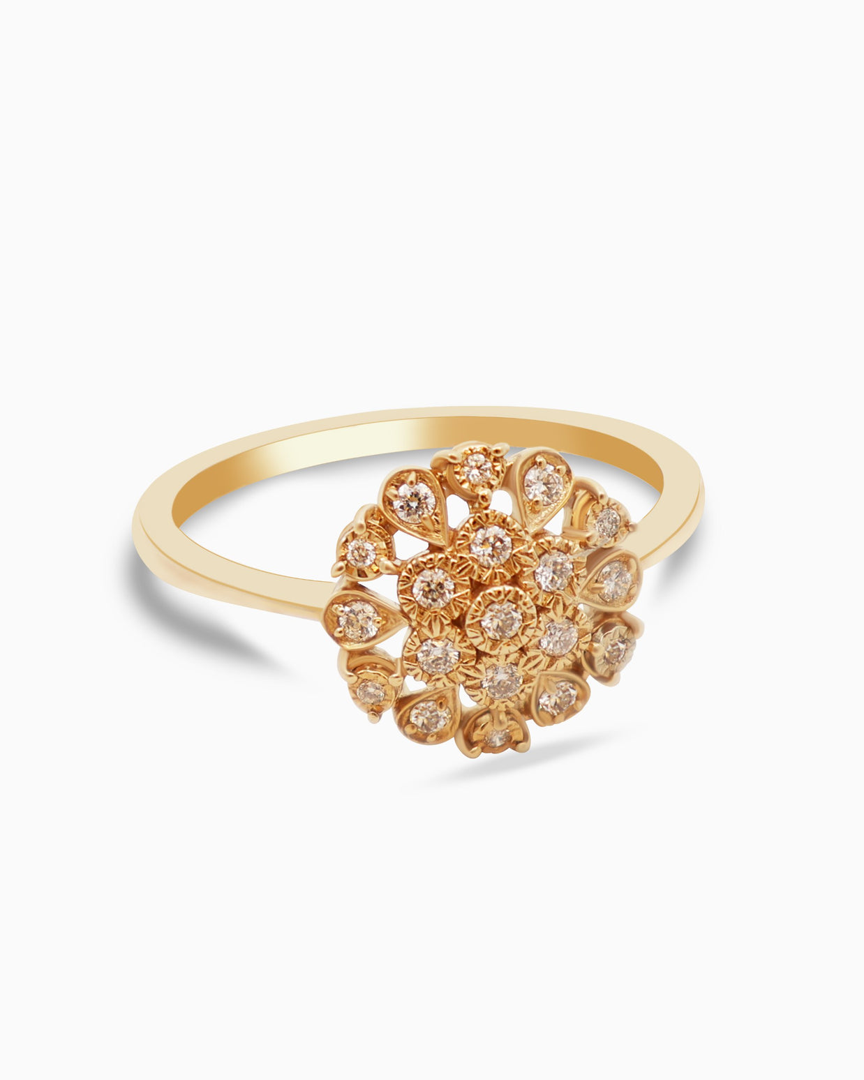 18K Gold Round Brilliant Diamond Bold Solitaire Ring