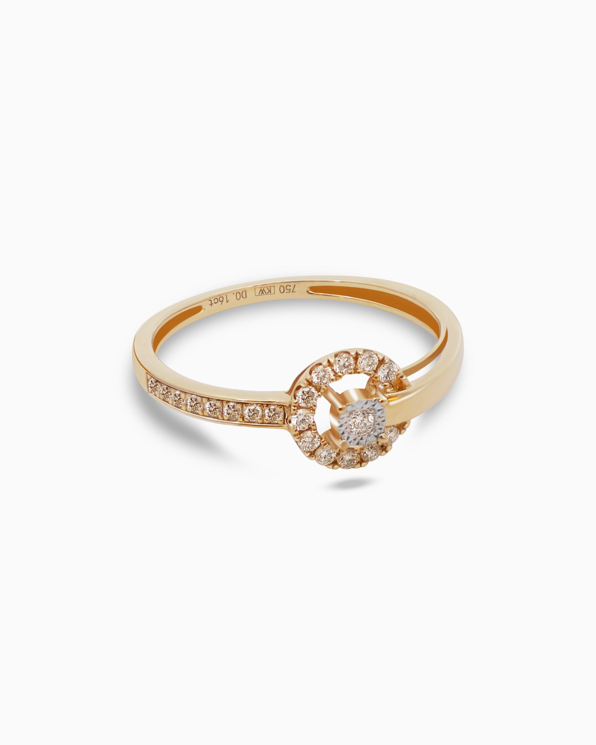18K Gold Round Brilliant Diamond Delicate Solitaire Ring