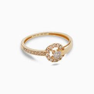 18K Gold Round Brilliant Diamond Delicate Solitaire Ring