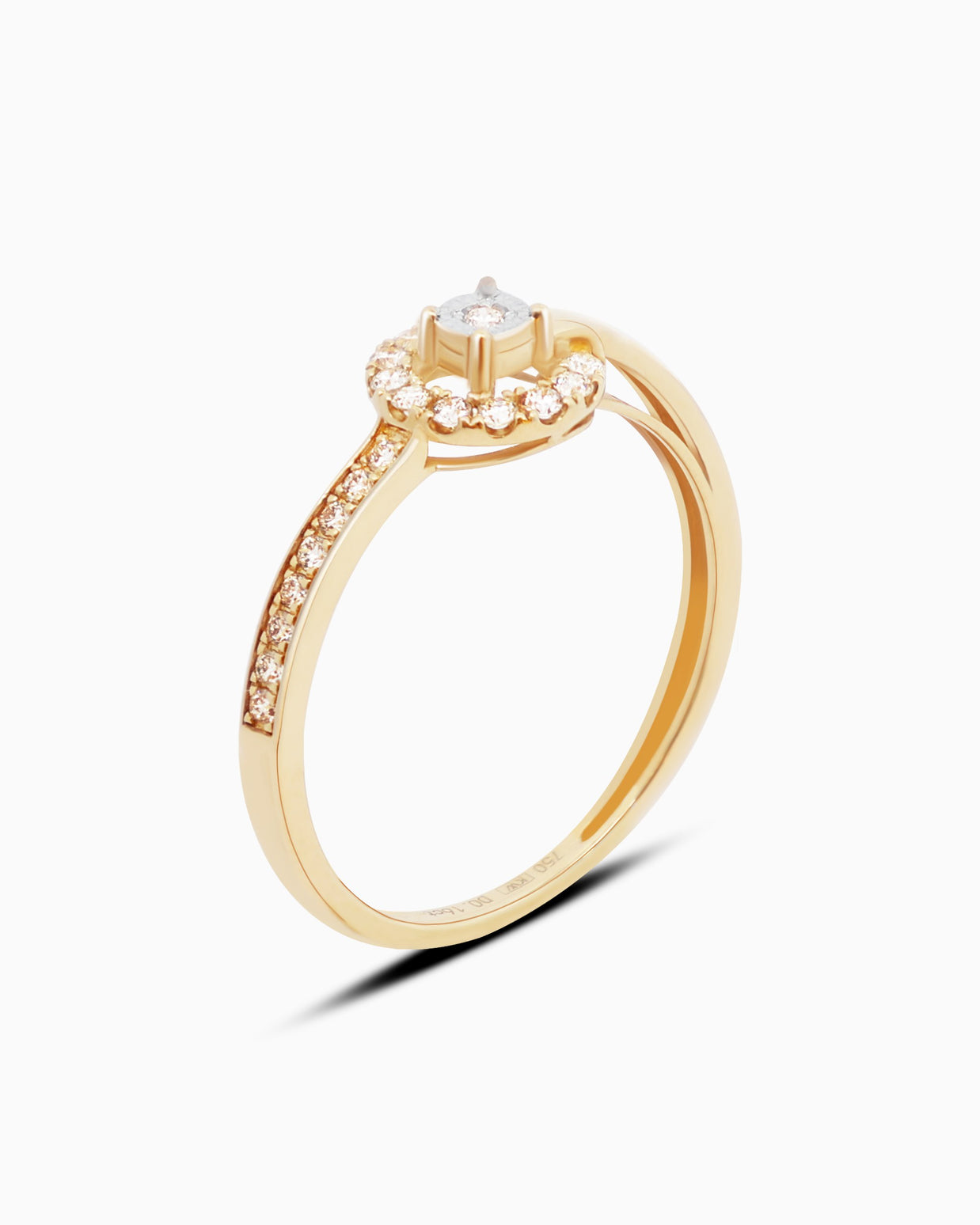 18K Gold Round Brilliant Diamond Delicate Solitaire Ring
