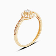 18K Gold Round Brilliant Diamond Delicate Solitaire Ring