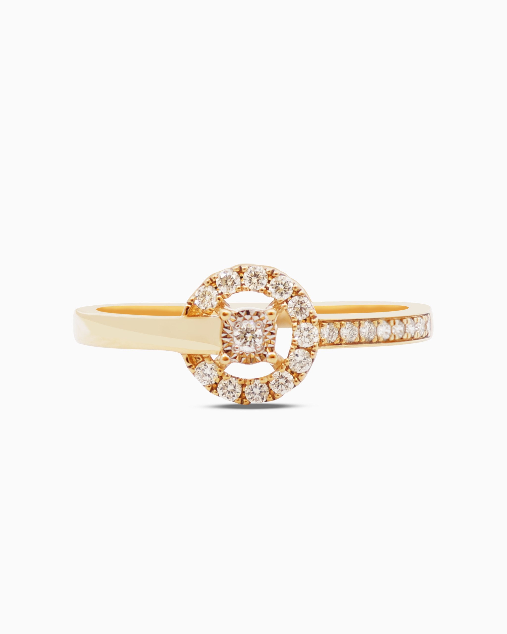 18K Gold Round Brilliant Diamond Delicate Solitaire Ring
