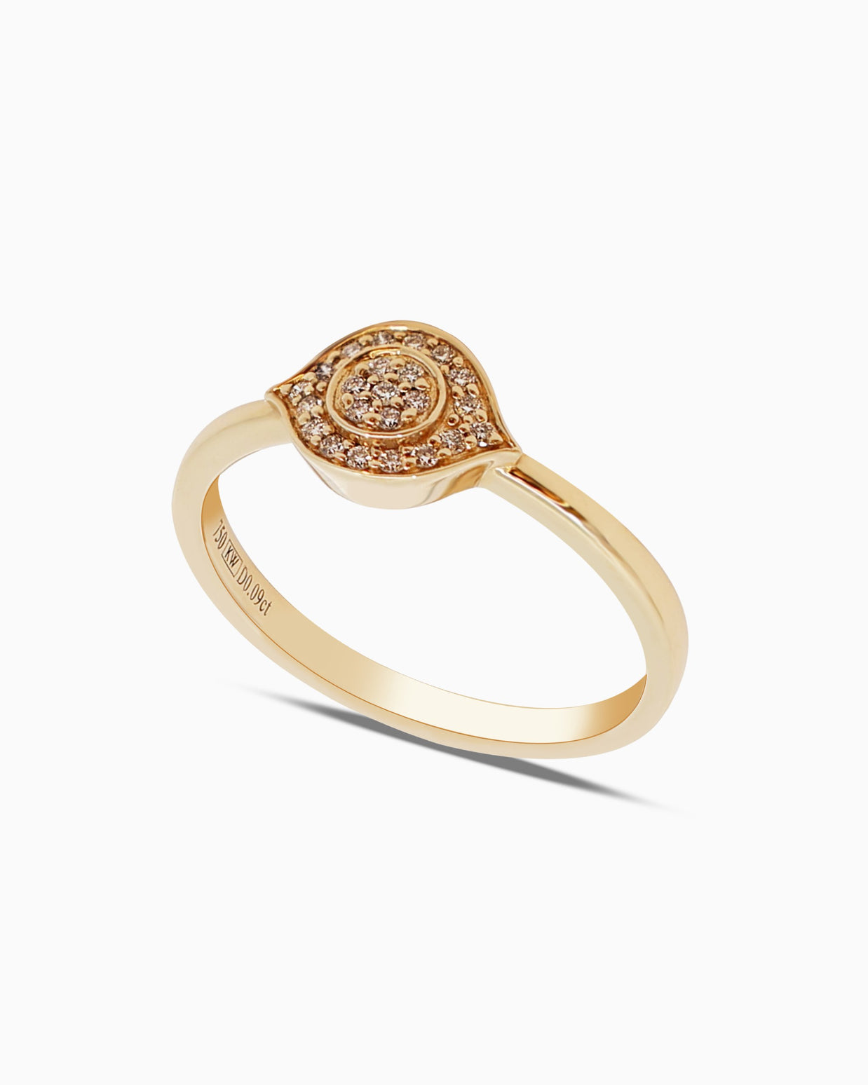 18K Gold Round Brilliant Diamond Graceful Solitaire Ring